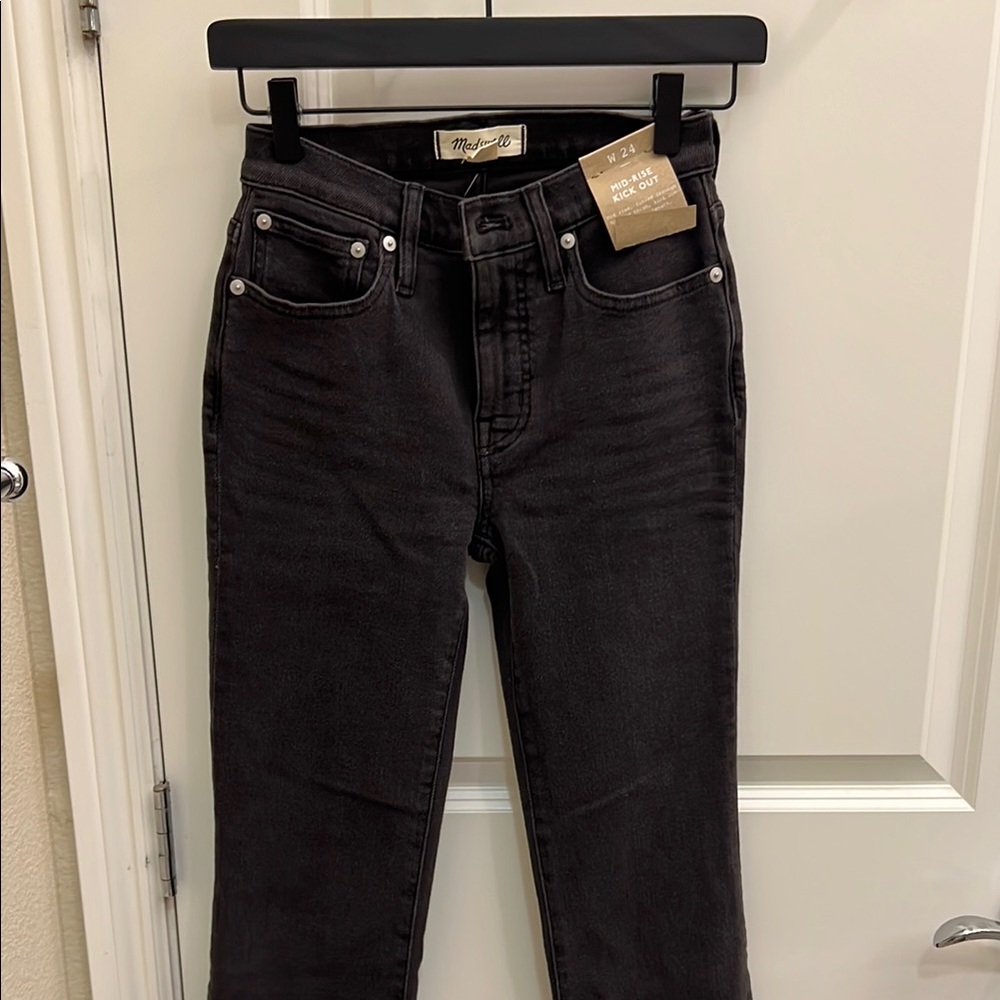 Madewell Black Mid-Rise Kick Out Jeans
